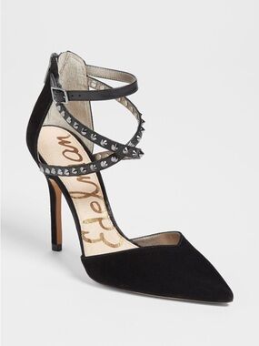 Sam Edelman Darla Studded Ankle-Strap Pointed-Toe Pump Sz 5.5